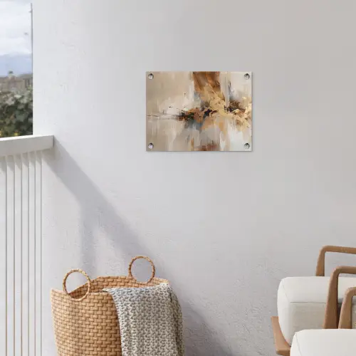 Modern - Bruin - Abstract - Beige tuinposter los doek klein -sfeer8