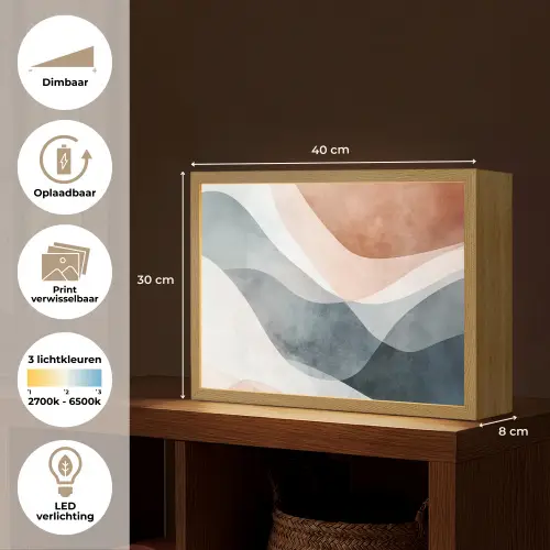 Abstract - Golven - Blauw Light Box met batterij (Wandlamp) middel -USP_websiteoverzichtNL