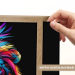 Leeuwen - Kleurrijk - Zwart - Dieren Light Box met batterij (Wandlamp kind) middel -USP_websiteprintDE