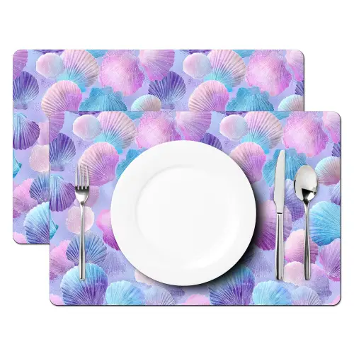 Schelpen - Paars - Blauw - Patroon Placemat vinyl groot -zzsfeer2_Kitchenyeah-website