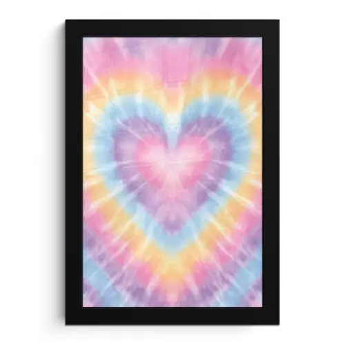 Hartvorm - Pastelkleuren - Tie Dye fotolijst zwart zonder passe partout klein -3d