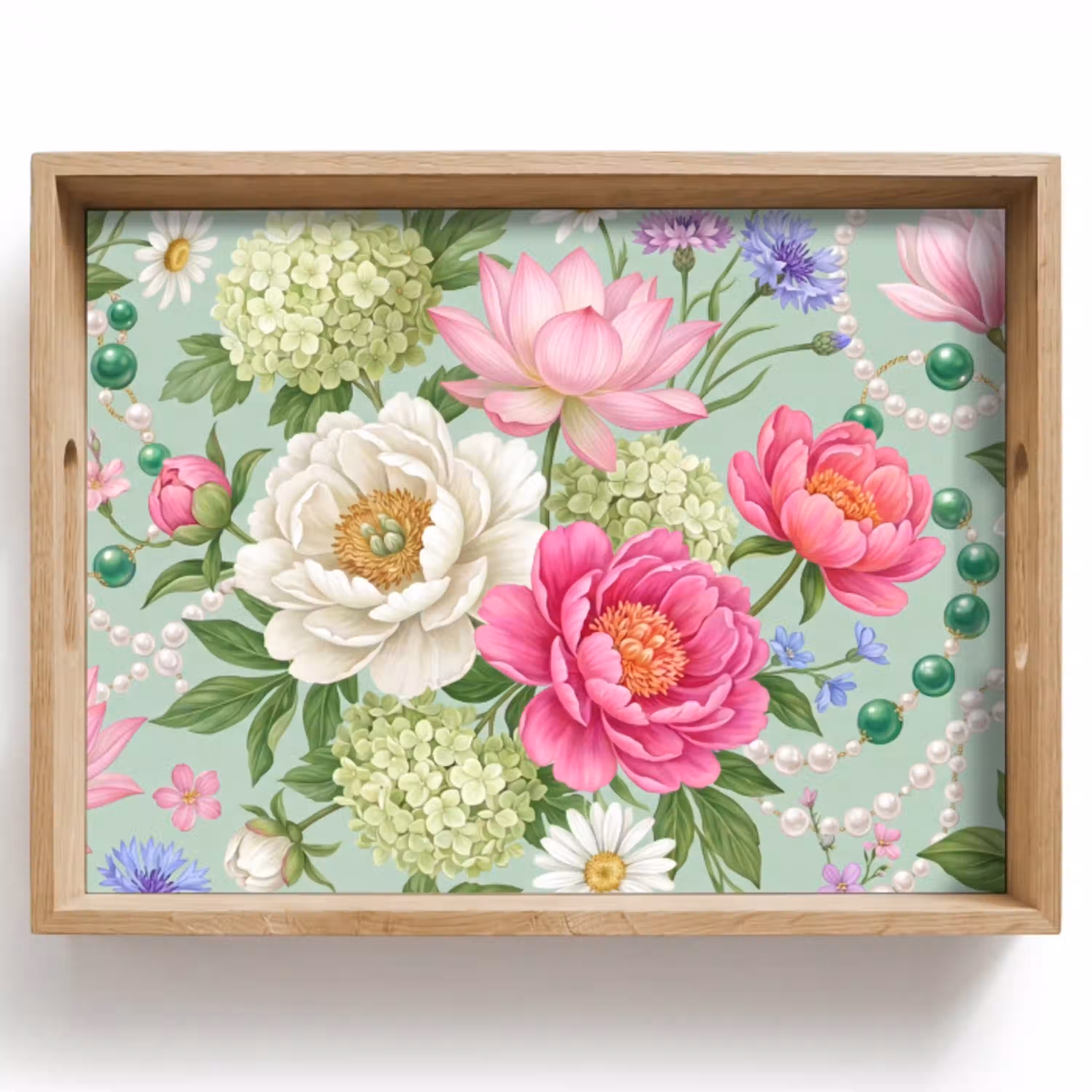 Bloemen - Patroon - Botanisch - Groen Dienblad Rechthoek middel -z3d_shopping