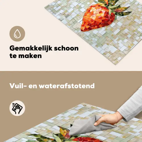 Aardbei - Rood - Mozaïek - Fruit Inductie beschemer met haakjes klein -ky-schoon-nl