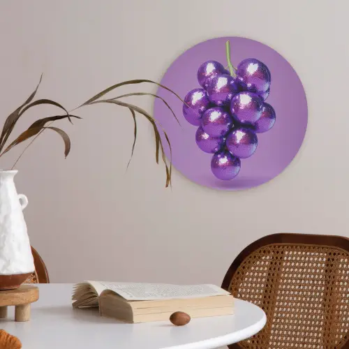 Druif - Disco - Glitter - Paars Akoestische PET Vilt - Rond klein -sfeer3