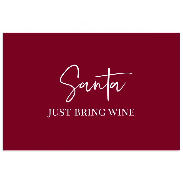 Santa - Wine - Rood - Kerst - Kerstman poster papier klein -3d