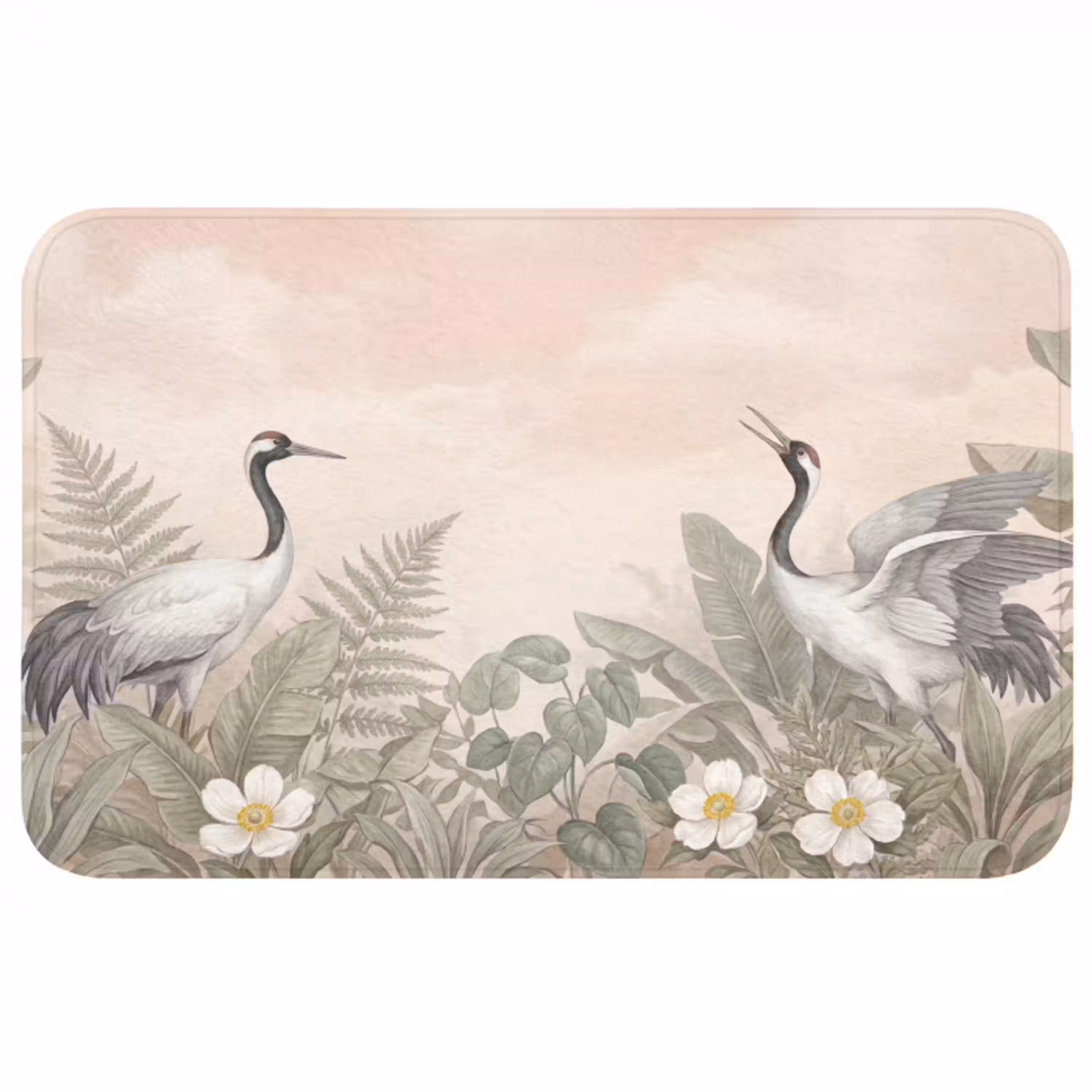 Kraanvogels - Natuur - Roze Badmat middel -3d