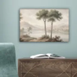 Bomen - Meer - Bergen - Illustratie canvas 2cm klein -sfeer4