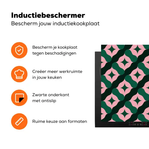 Groen - Roze - Retro - Sterren Inductie beschermer vinyl 3mm klein 276 -zzzzzzz-td-ups