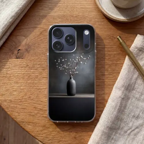 Takken - Vaas - Bolletjes - Wit Telefoonhoesje iPhone 17 Pro klein -sfeer1