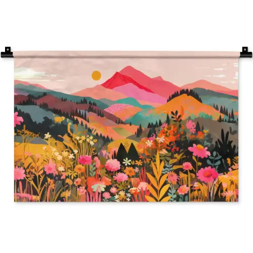 Zonsondergang - Bergvallei - Contrast Wandkleed katoen klein -zz3d