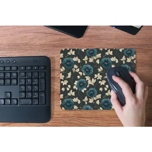 Botanisch - Bloemen - Blauw muismat rubber klein 262 -toetsenbord