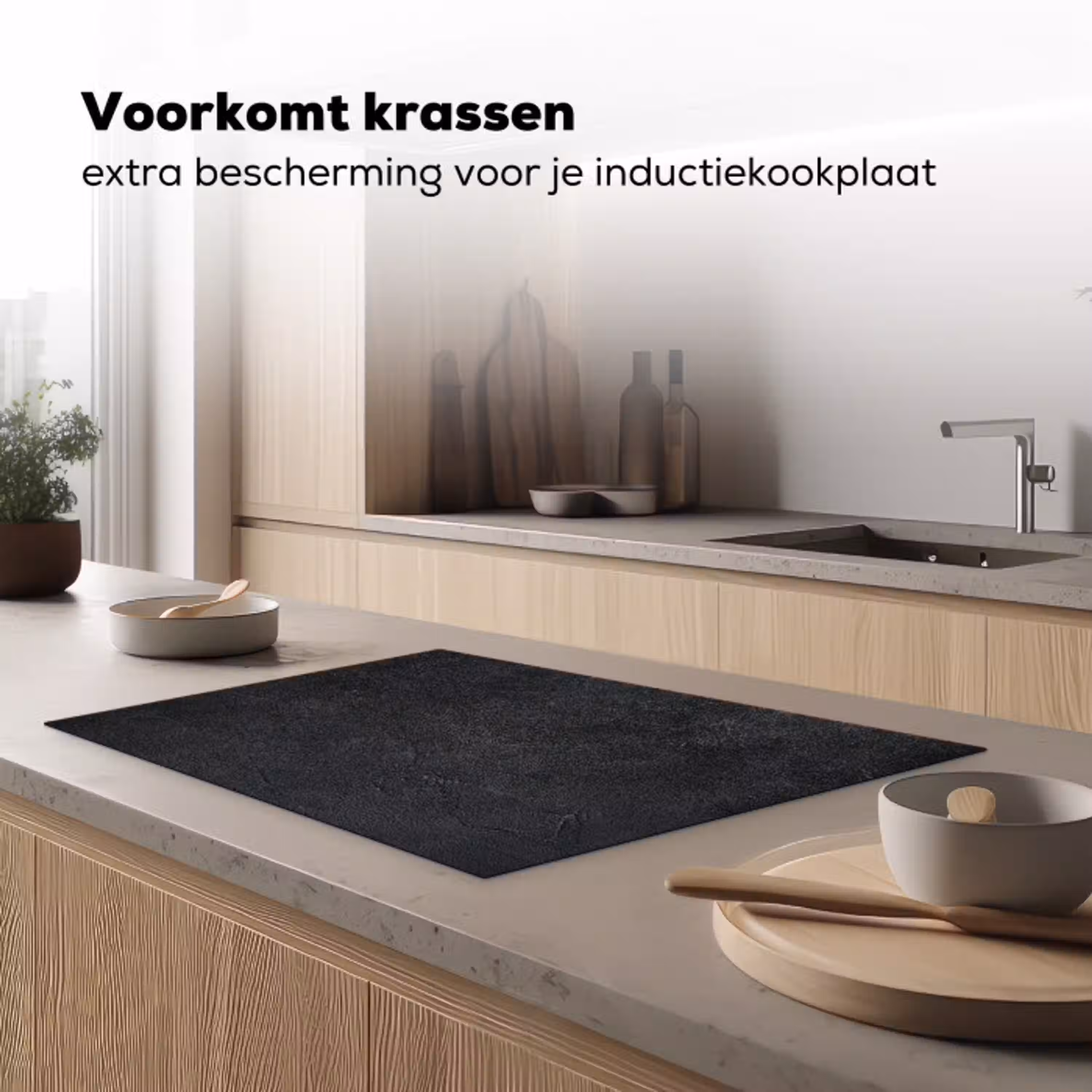 Diep Antraciet Textuur Inductie beschermer vinyl 3mm klein -sfeer1