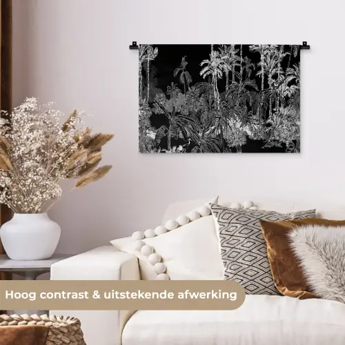 Jungle - Bomen - Bladeren - Tropical Wandkleed katoen klein -sfeer1