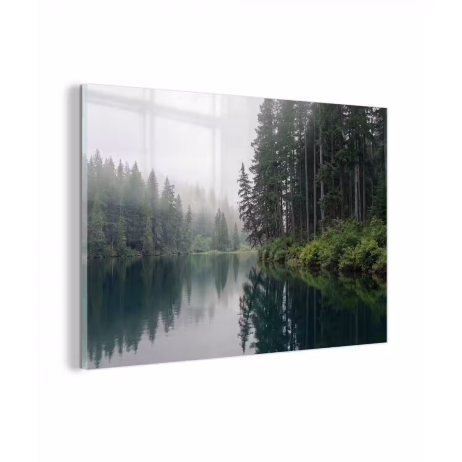 Glasbild - Berge - See - Wald