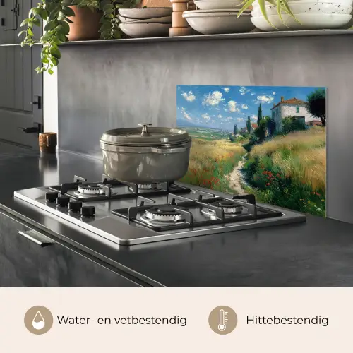 Zandpad - Huis - Bomen - Grasveld keuken achterwand spatscherm klein -usp_NL