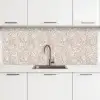 Bloemenprint - Grijs - Crème keuken achterwand 2 middel 871 -3d