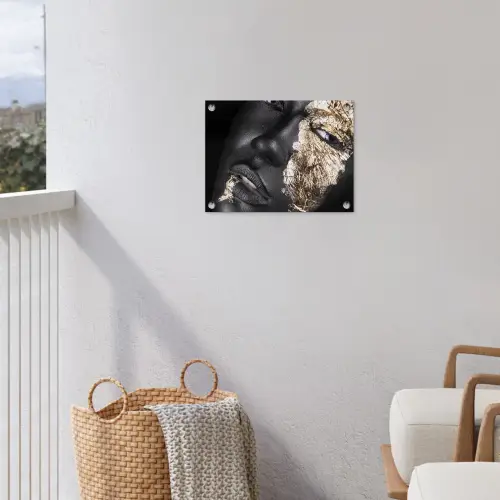 Vrouw - Goud - Zwart - Verf - Luxe tuinposter los doek klein -sfeer8