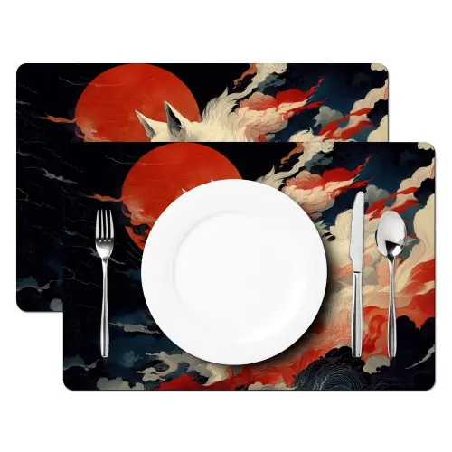 Witte vos - wolken - maan Placemat vinyl groot -zzsfeer2_Kitchenyeah-website