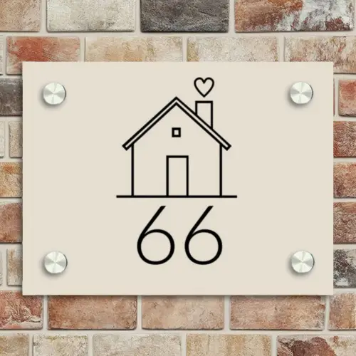 Huis illustratie - Traditioneel Naambord Rechthoek middel -sfeer3