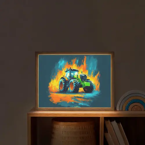 Abstract - Tractor - Groen Light Box met batterij (Wandlamp kind) middel -sfeer1_kind