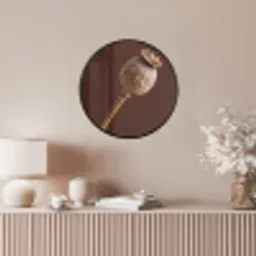 Papaverbol - Droogbloem - Bruin - Minimalistisch Fotolijst rond zonder passe partout klein -sfeer3