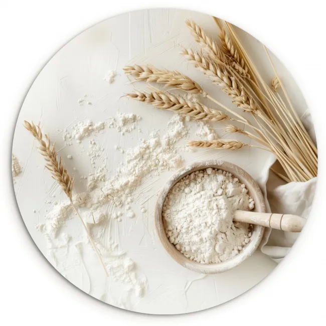 Bloem - Hout - Tarwe KitchenYeah - Keuken - Wandcirkel Forex klein -3d