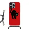 Kat - Zwart - Staart Hoesje iPhone 16 Pro Max met koord klein -3d