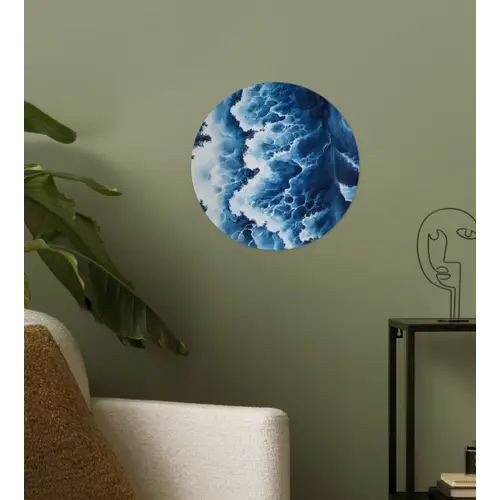 Golven - Blauw - Schuim Wandcirkel behangsticker klein -sfeer2