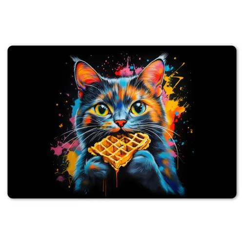 Kat - Graffiti - Kleurrijk - Wafel - Eten Placemat vinyl groot -zzsfeer1_Kitchenyeah-website