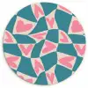 Blauw - Vlakken - Patroon - Hartjes Wandcirkel kunststof plaat 5mm dik klein 188 -3d