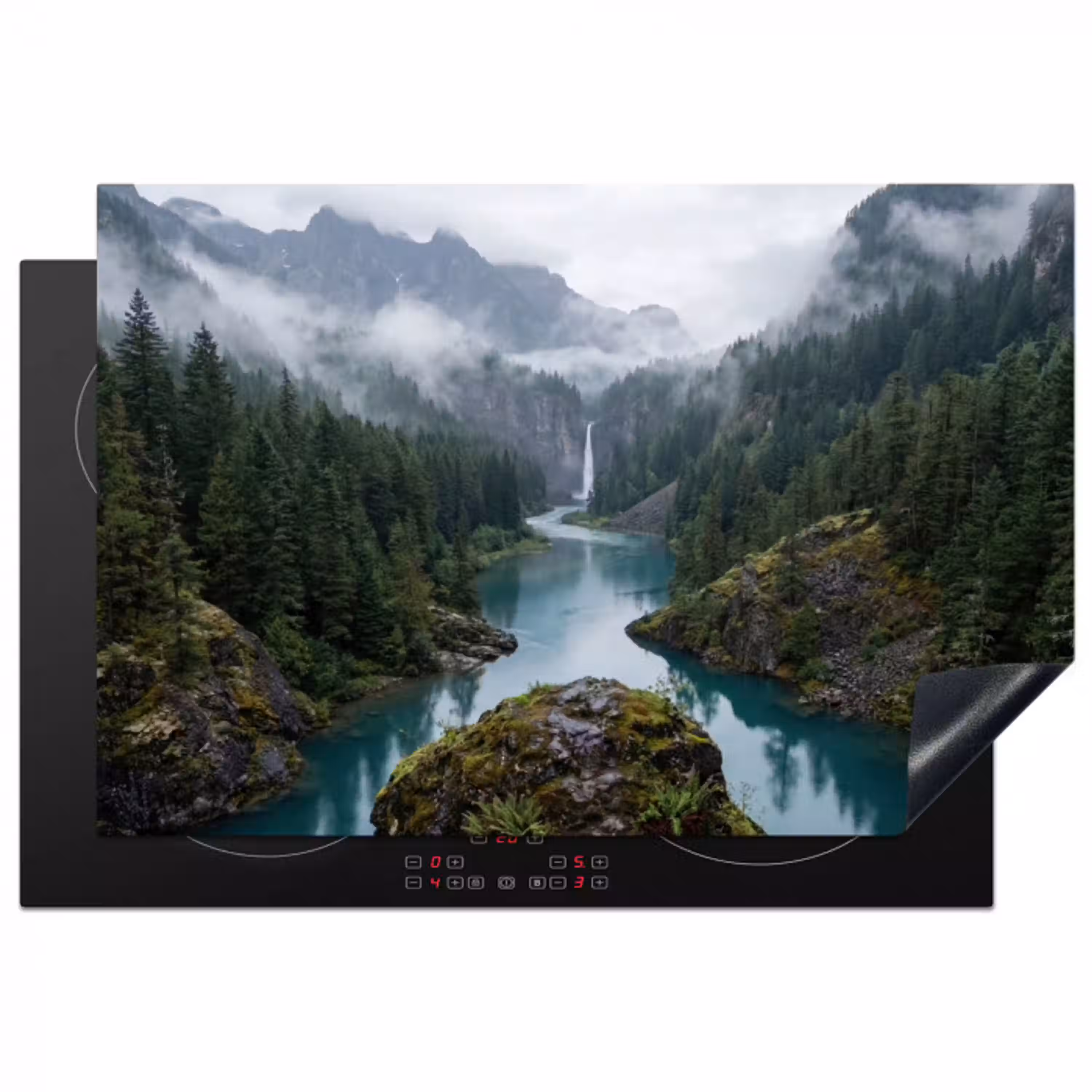 Waterval - Bomen - Bergen Inductie beschermer vinyl 3mm klein -3d