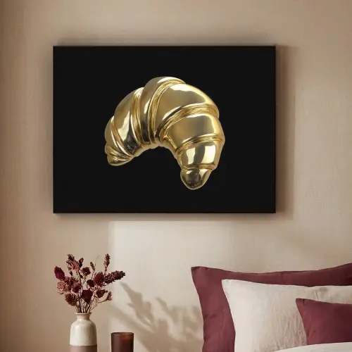 Croissant - Brood - Goud - Zwart Textielframe - compleet frame klein -sfeer1