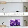 Bladeren - Paars - Tropisch - Abstract keuken achterwand spatscherm klein -voor_na_NL