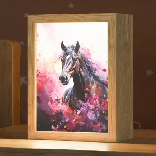 Paard - Dieren - Meisje - Roze Light Box met kabel klein -zzz_3d_website