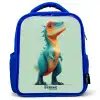 Stoere dino met grote ogen Kinderrugzak - Blauw middel -3d