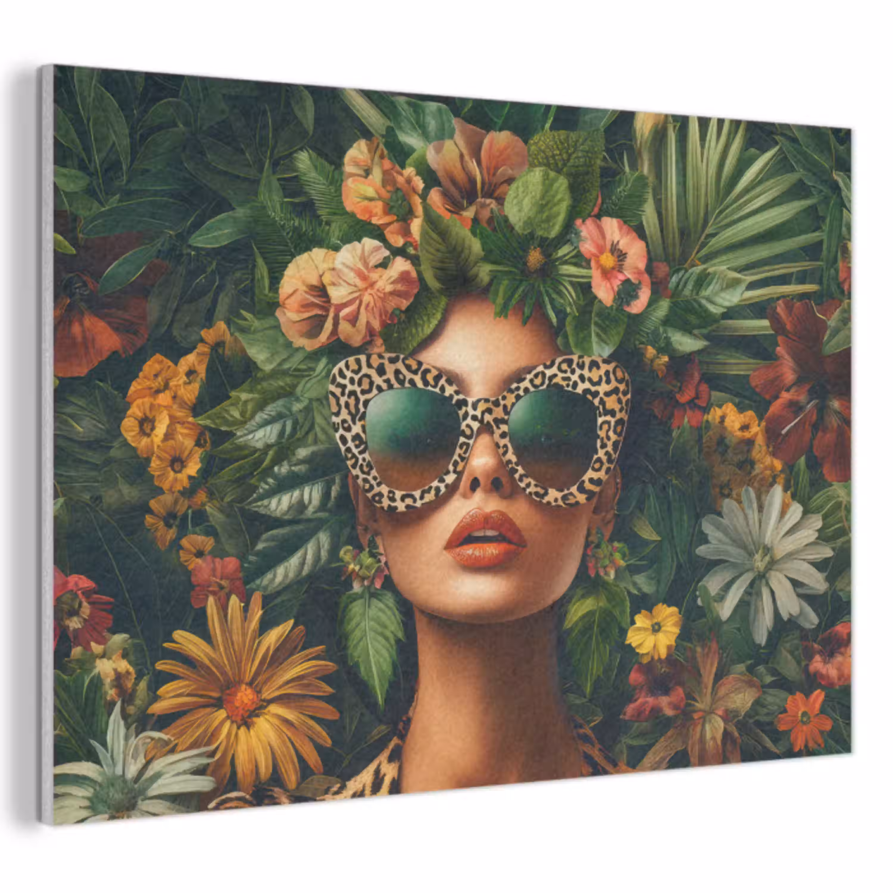 Vrouw - Panterprint - Jungle - Natuur - Luxe PET vilt klein -3d