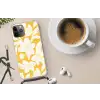 Bloemen - Patroon - Geel - Wit Hoesje iPhone 12 Pro met koord klein -oordop