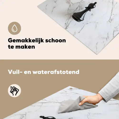 Schaakstuk - Loper - Zwart - Marmer Inductie beschemer met haakjes klein -ky-schoon-nl