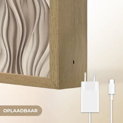Golven - 3D - Crème Light Box met batterij (Wandlamp) middel 907 -USP_websiteoplaadbaarNL