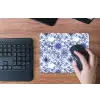 Bloemen - Blauw - Patroon - Wit muismat rubber klein 262 -toetsenbord
