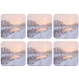 Rivier - Winter - Landschap - Sneeuw - Zonsopgang onderzetter kurk middel -zkaufland3dotto