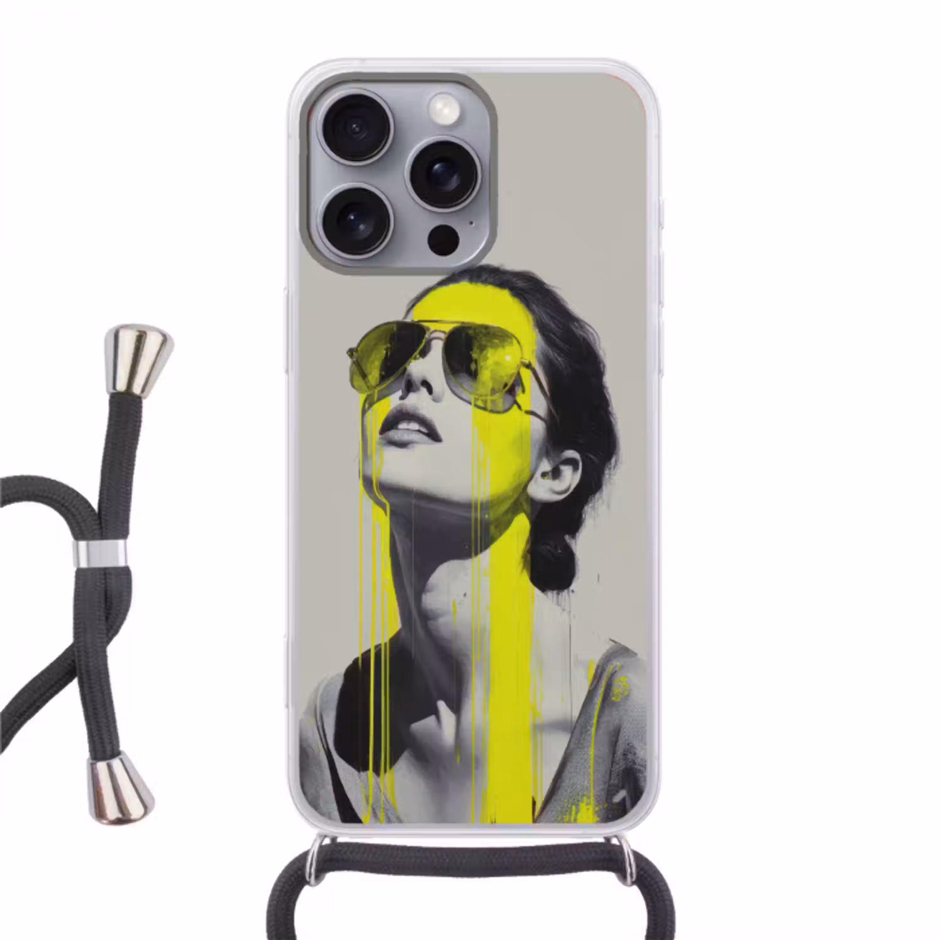 Vrouw - Bril - Verf Hoesje iPhone 16 Pro Max met koord klein -3d