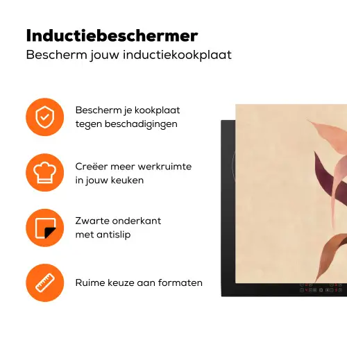 Minimalistisch - Bloem - Bladeren - Beige Inductie beschermer vinyl 3mm klein -zzzzzzz-td-ups