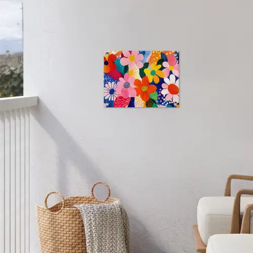 Bloemen - Kleurrijk - Stippen tuinposter los doek klein -sfeer8