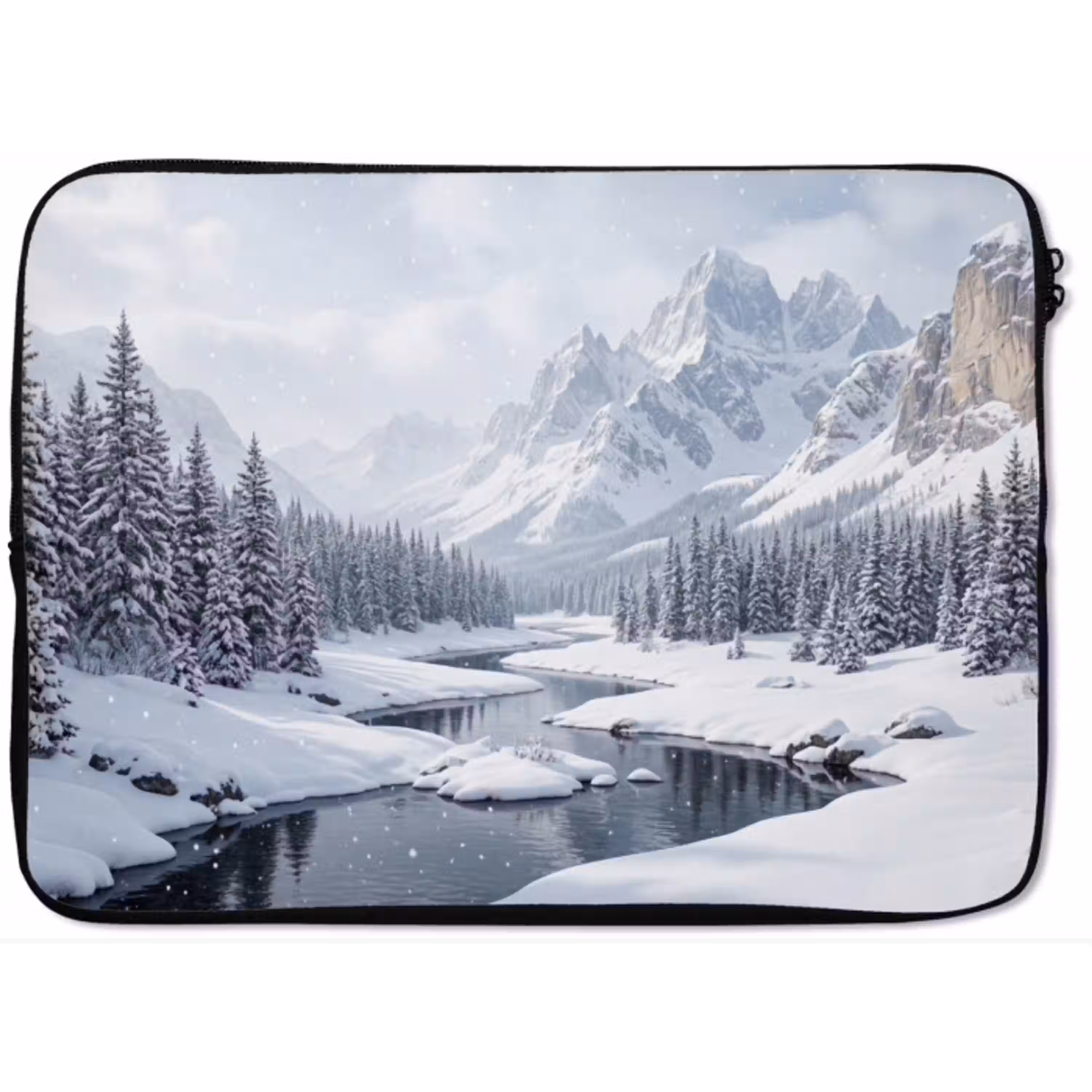 Sneeuwlandschap - Bergen - Rivier - Winter laptophoes neopreen klein -zkaufland3dotto