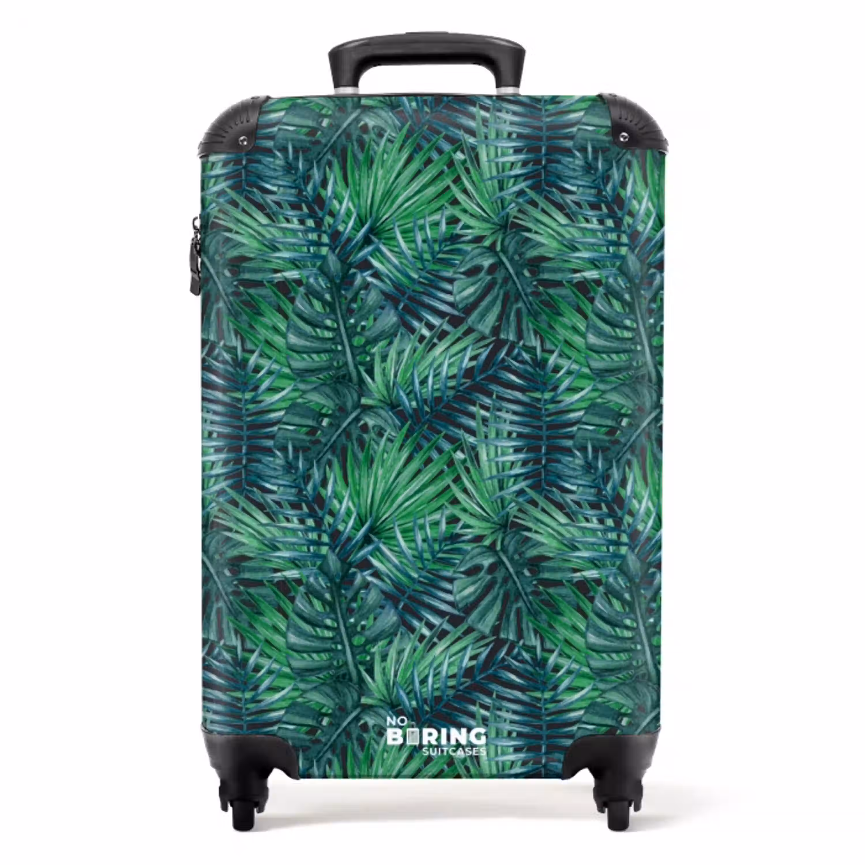 Palm bladeren monstera patroon groen NBS - Handbagage koffer - Volwassenen Unisex middel -productfoto_recht