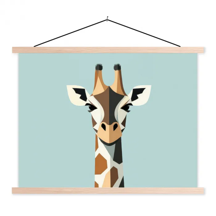 Giraffe - Illustratie - Bruin - Minimalistisch textielposter latten blank klein -3d