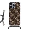 Bruin - Goud - Marmer Hoesje iPhone 16 Pro Max met koord klein 804 -3d