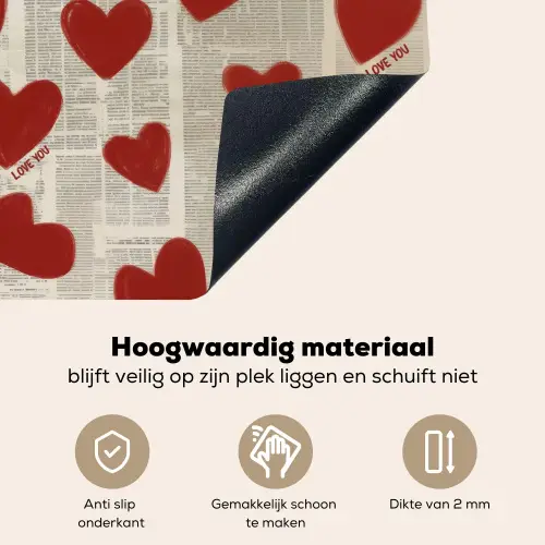 Hartjes - Krant - Loveyou Inductie beschemer met haakjes klein -ky-onderkant-nl