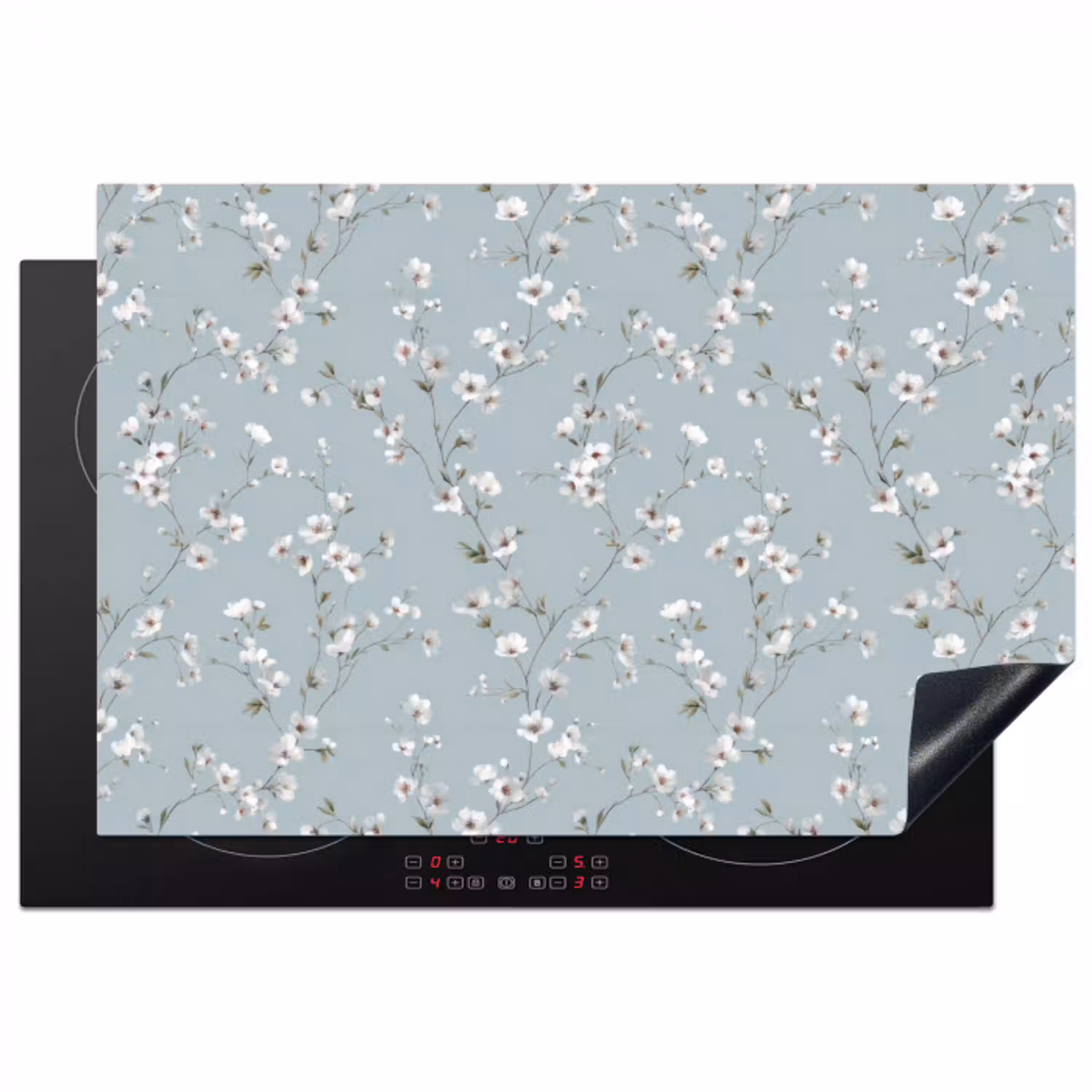 Klassiek - Bloemen - Blauw Inductie beschermer vinyl 3mm klein 276 -3d